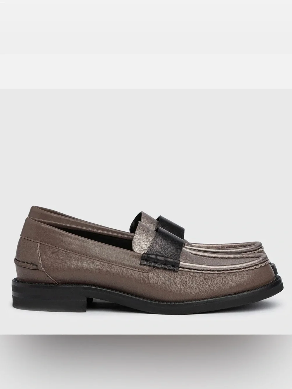 Pedro Garcia Metallic Silver & Black Penny Loafers 38.5